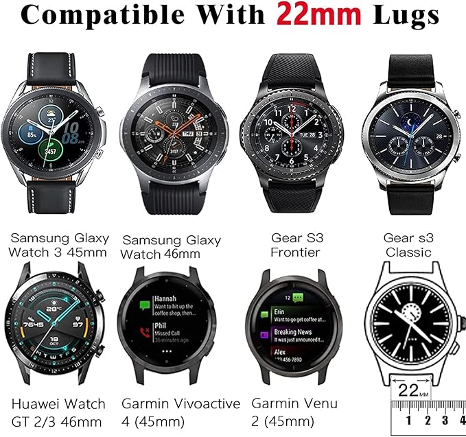 22mm Band Compatible with Samsung Galaxy Watch 3 Band 45mm/Galaxy Watch 46mm/Gear S3 Frontier/Classic for Men,Rugged Fabric Nylon Strap for Garmin Venu 3 2/Vivoactive 4/Forerunner 265/255,L