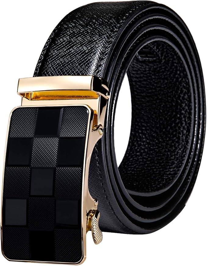 Dubulle Men's Ratchet Belt Gold/Black/Red/Green/Blue/White Automatic Buckle Business Casual Belt Gift - Adjustable Fit