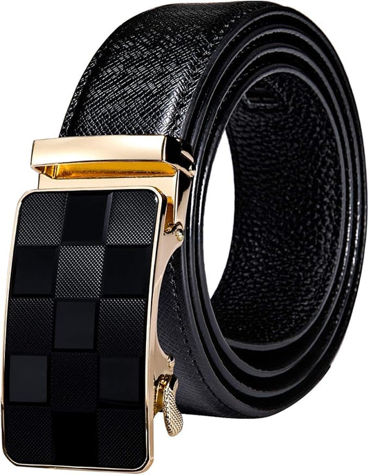Dubulle Men's Ratchet Belt Gold/Black/Red/Green/Blue/White Automatic Buckle Business Casual Belt Gift - Adjustable Fit