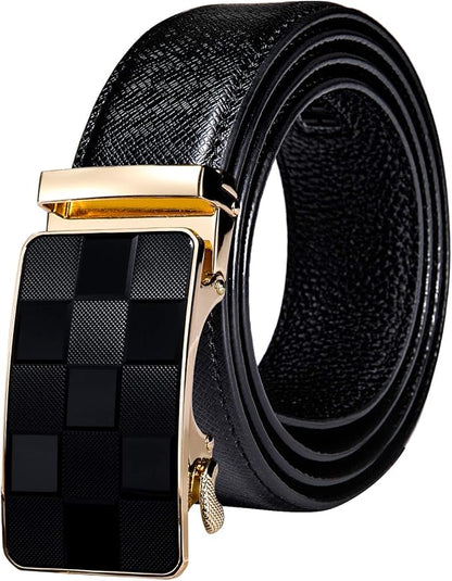 Dubulle Men's Ratchet Belt Gold/Black/Red/Green/Blue/White Automatic Buckle Business Casual Belt Gift - Adjustable Fit