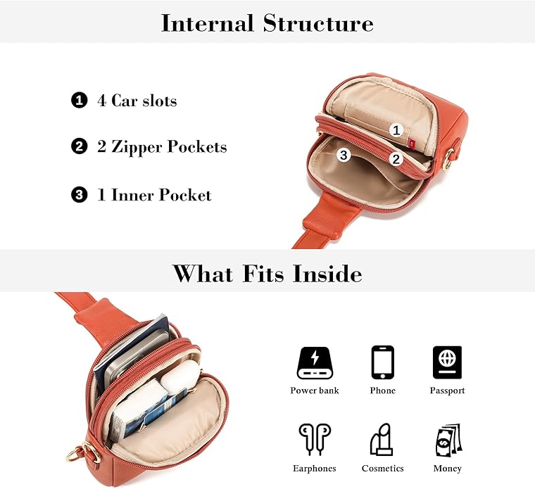 INICAT Small Sling Bag for Women Everyday & Travel Crossbody Bags Lightweight Cross Body Purses Vegan Leather