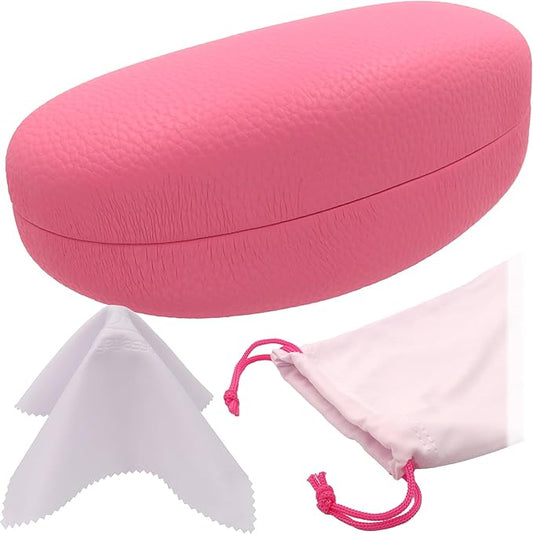 MyEyeglassCase® Large Hard Sunglasses Case | fits Large curved Sunglasses, with microfiber bag and cleaning cloth