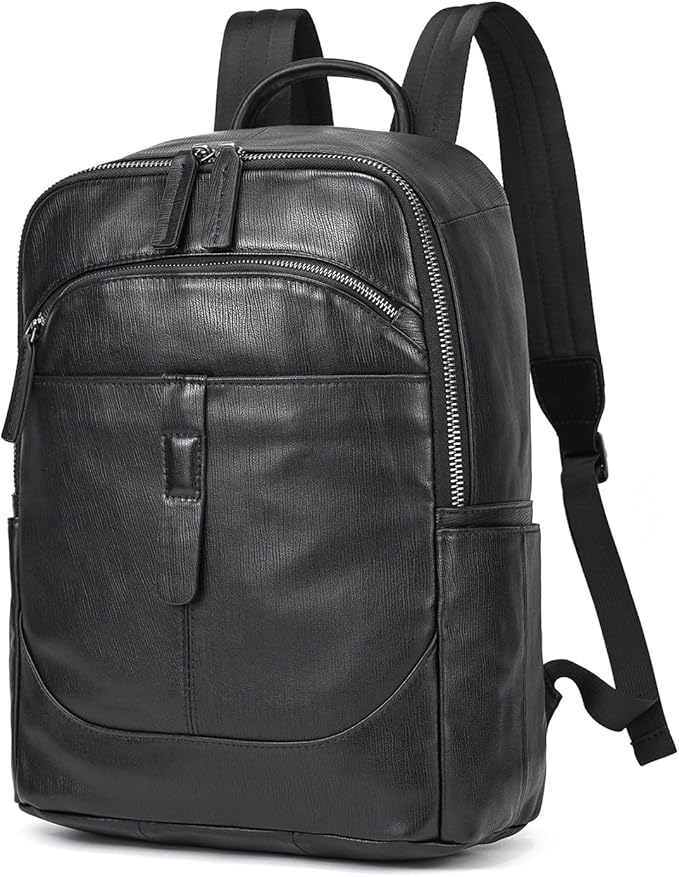 Genuine Leather Backpack for Men & Women - 15.6 Inch Laptop Backpack, Durable Business Commute Bag with Multi-Pockets for Travel & Office
