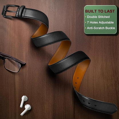 KEMISANT Men Belt-Genuine Leather Belt for Men Dress Casual Golf Jeans 1 3/8"