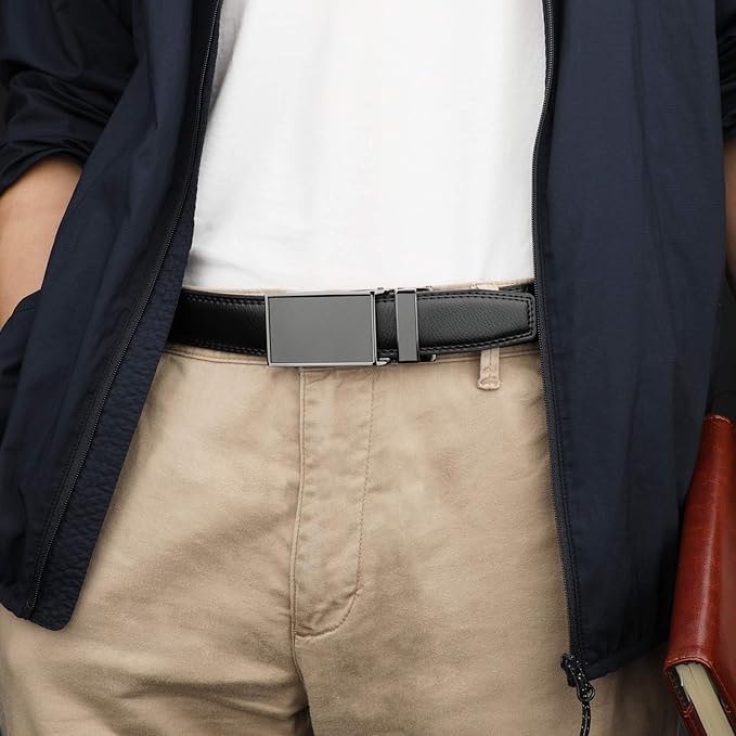 HIMI Men's Comfort Genuine Leather Ratchet Dress Belt with Automatic Click Buckle