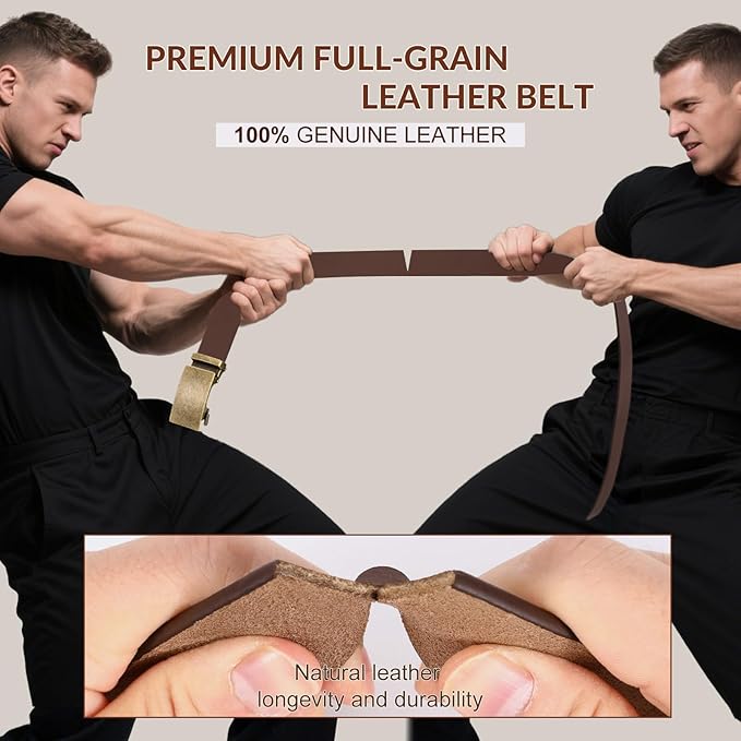 Mens Leather Belt, Ratchet Belts for Men Full Grain Leather Handmade, 100% Italian Top Genuine Leather Dress Belt