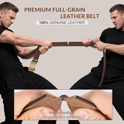Mens Leather Belt, Ratchet Belts for Men Full Grain Leather Handmade, 100% Italian Top Genuine Leather Dress Belt