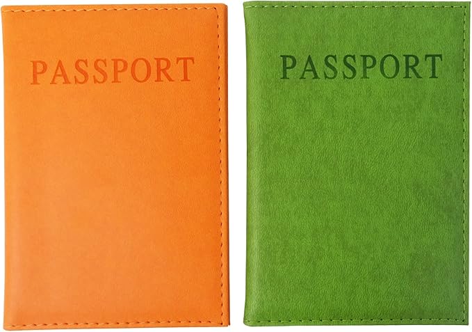 Honbay 2PCS Artificial Leather Passport Holder Cover Passport Case for Men and Women