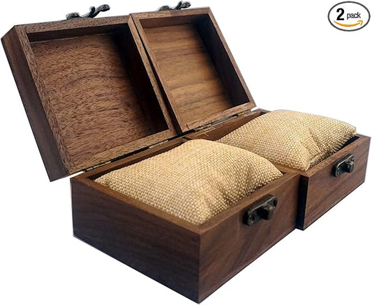 2PCS/PACK Walnut Wood Box for Crafts, Jewelry Box and Watch Box Wooden Keepsake Box Gift (Walnut Box-2PCS/PACK)