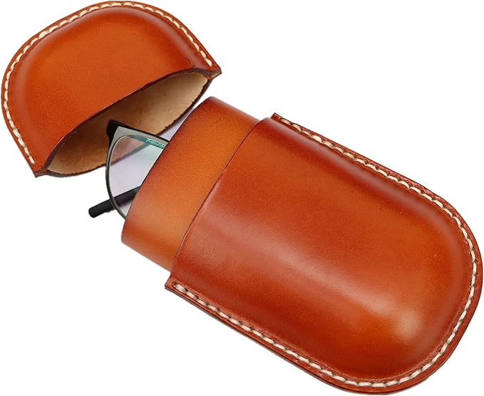 Leather Glasses Case Cowhide Vintage Men And Women Nearsighted Glasses Sunglasses Travel Anti-Crush Storage Box