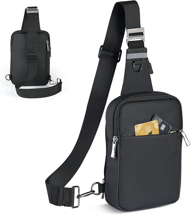 BROADREAM Mini Sling Bag for Men Women Small Crossbody Backpack Shoulder Bags with RFID & Waterproof for Hiking Trave Running