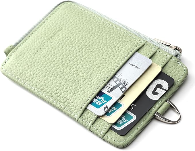 Badge Holder-Genuine Leather ID Badge Holder with Zipper Pocket and Nylon Lanyard – Perfect for Badges, Cards, and More