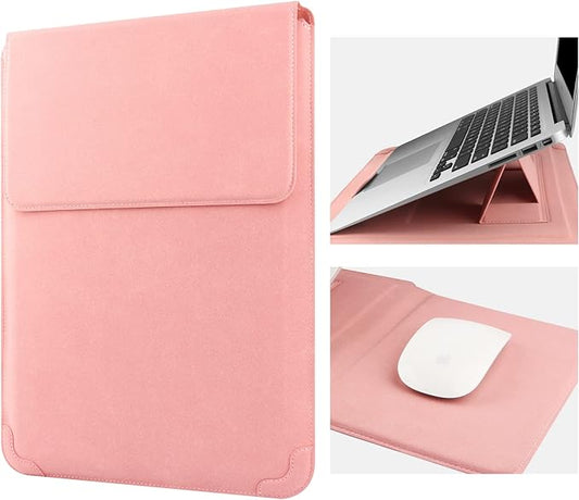 HoYiXi 15 16 Inch Laptop Sleeve Case Leather Bag for MacBook Pro 16 2021 & 2019/ASUS Vivobook 15/Huawei MateBook D15/HP 15.6" PC/MacBook Pro 15/Surface Laptop 3/Dell Inspiron 15/IdeaPad, Pink