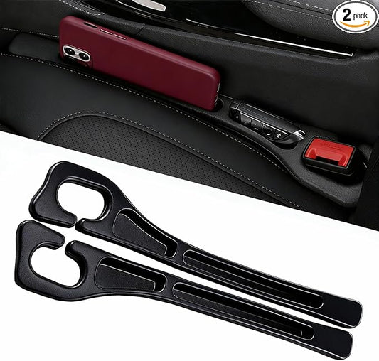 KUWSEIY 2 Pack Car Seat Gap Filler, No-Drop Seat Side Gap Seam Filler Organizer with Phone Holder, Universal Fit Fill The Gap Between Seat and Console, Auto Accessories for SUV Truck Sedan