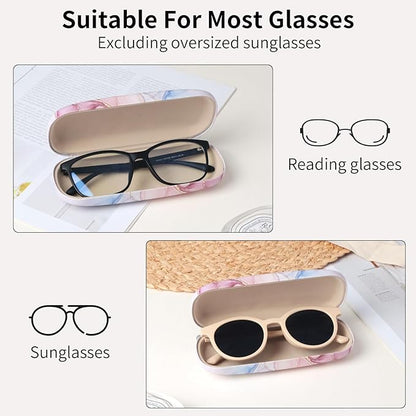 Glasses Case Hard Shell, Leather Protective Case for Sunglasses with Cleaning Cloth, Cute Eyeglass Cases for Women