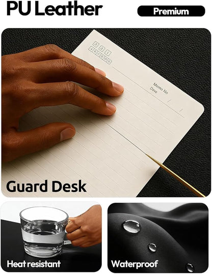 YSAGi Leather Desk Pad Protector, Office Desk Mat, Large Mouse Pad, Non-Slip PU Leather Desk Blotter, Laptop Desk Pad, Waterproof Desk Writing Pad Office and Home (Black, 35.4" x 17")