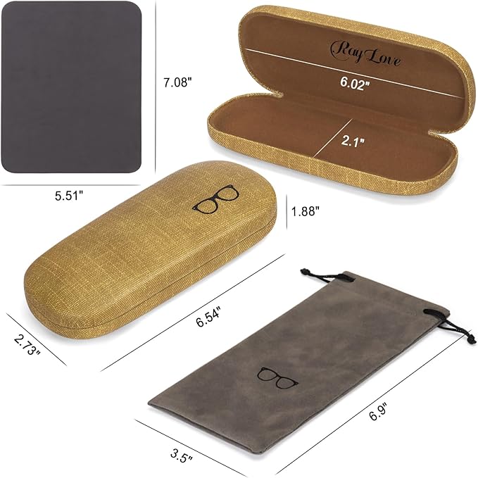 RayLove 3-Pack Hard Shell Eyeglasses Case Large Reading Glasses Hard Case