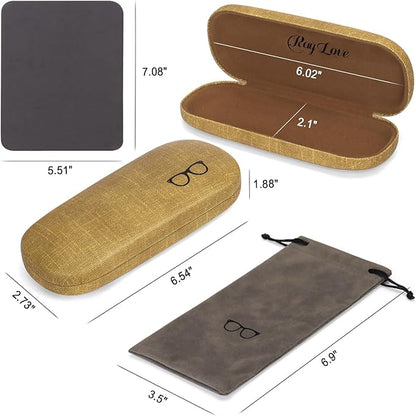 RayLove 3-Pack Hard Shell Eyeglasses Case Large Reading Glasses Hard Case