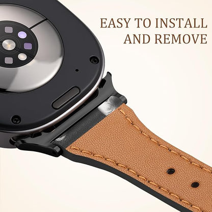 GEAK Slim Leather Band Compatible with Samsung Galaxy Watch 8 40mm 44mm/Watch 8 Classic 46mm, No Gap Adjustable Genuine Leather Replacement Dressy Strap for Samsung Watch 8 Bands Women