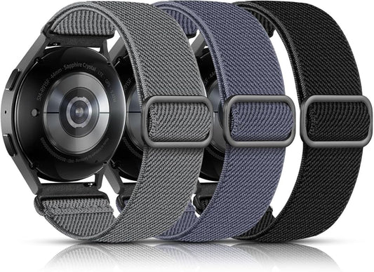 Lerobo Elastic Bands Compatible with Samsung Galaxy Watch 8 7 6 5 4 40mm 44mm/Galaxy Watch 8 Classic 6 4 Classic 43mm 47mm 42mm 46mm/5 Pro Band 45mm/Active 2,3 Pack 20mm Adjustable Nylon Sport Band