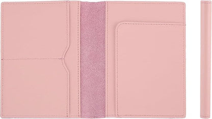STAR VISTA Albatross Leather Travel Passport Holder, Minimalist Design, Calfskin Leather Case for Women and Men - Slim Passport Wallet, Bifold, RFID Blocking, Pale Pink
