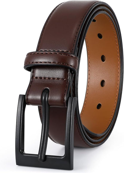 XZQTIVE TSA Belt For Men Metal Free Dress Belts Hypoallergenic Leather Belt With Black Buckle Nickle Free