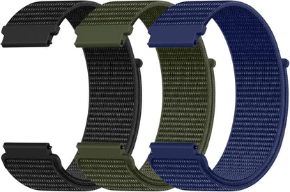 DaQin 22mm 20mm 18mm Quick Release Watch Band Compatible with Garmin Venu 3 2/Forerunner 255 265 955/Vivoactive 5 6 4 3, Nylon Watch Straps Adjustable Sport Replacement for Samsung Galaxy Watch 7 6 5 4/3 45mm/Galaxy Watch 46mm Men Women, 3 Packs