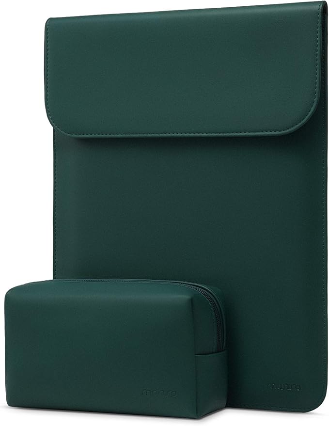 MOSISO Laptop Case 13.3 inch, 13-13.3 inch Laptop Sleeve Compatible with MacBook Neo 13 A18 Pro A3404 /Air 13/Pro 13/Pro 14 M5 M4 M3 M2 M1, Faux Suede Leather Case with Small Bag, Peacock Green