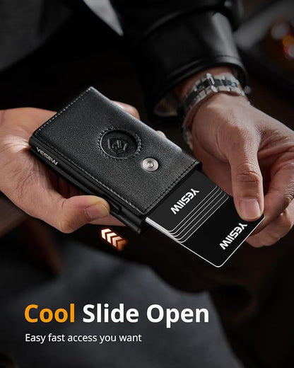 YESIIW Credit Card Holder Wallet for Men RFID Blocking Slim Minimalist Metal Wallet with Money Pocket Contactless Card Protector