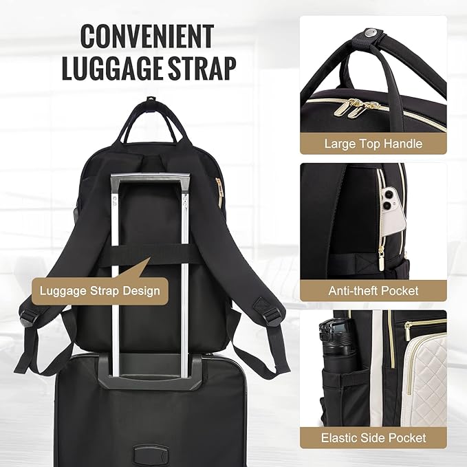LOVEVOOK Laptop Backpack for Women, Water Resistant Travel Work Backpacks Purse Stylish College Business Teacher Nurse Computer Bag with USB Charging Port, Fits 15.6" Laptop