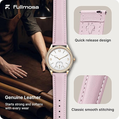 Fullmosa Watch Band, Quick Release Leather Watch Strap for Men Women, Replacement Bands Width 12mm 14mm 16mm 18mm 19mm 20mm 21mm 22mm 24mm