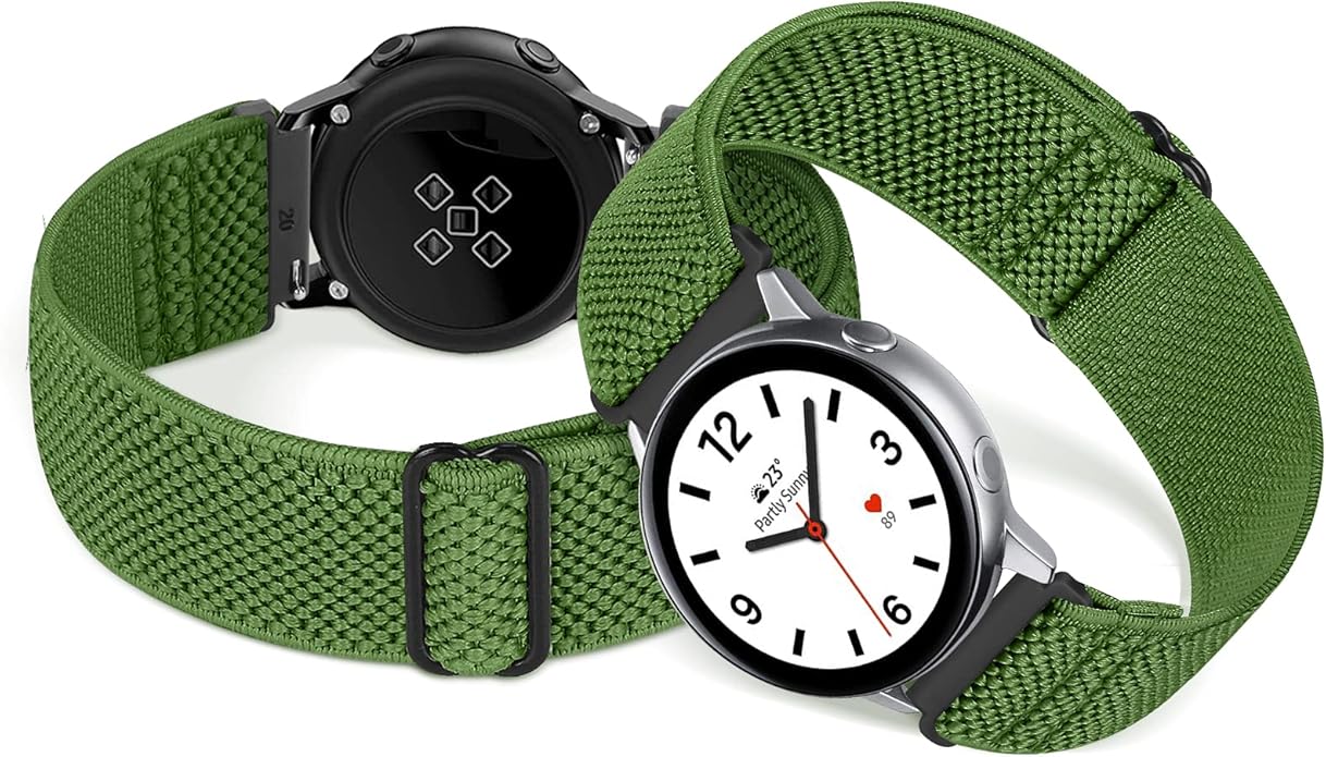 Compatible with 16mm 18mm 19mm 20mm 22mm 24mm Watch Bands Quick Release Replacement Wristband,Adjustable Stretchy Nylon Solo Loop Straps Fabric Braided Sport Elastic Bands for Men Women