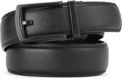 GAEKEAO Ratchet Belt for Men Genuine Leather 1 3/8" - Micro-Adjust Buckle Trim to Fit Dress Belt Casual to Formal Gift Boxed
