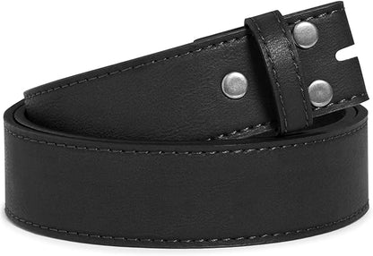 BC Belts Leather Belt Strap with Vintage Distressed Texture 1.5" Wide with Snaps and without Buckle