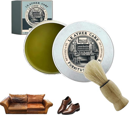 Leather Furniture Repair Salve & Brush Set – Cream & Wax Restorer for Couches, Chairs and Wood Surfaces – Conditioning Wood Balm for Scratches & Fading