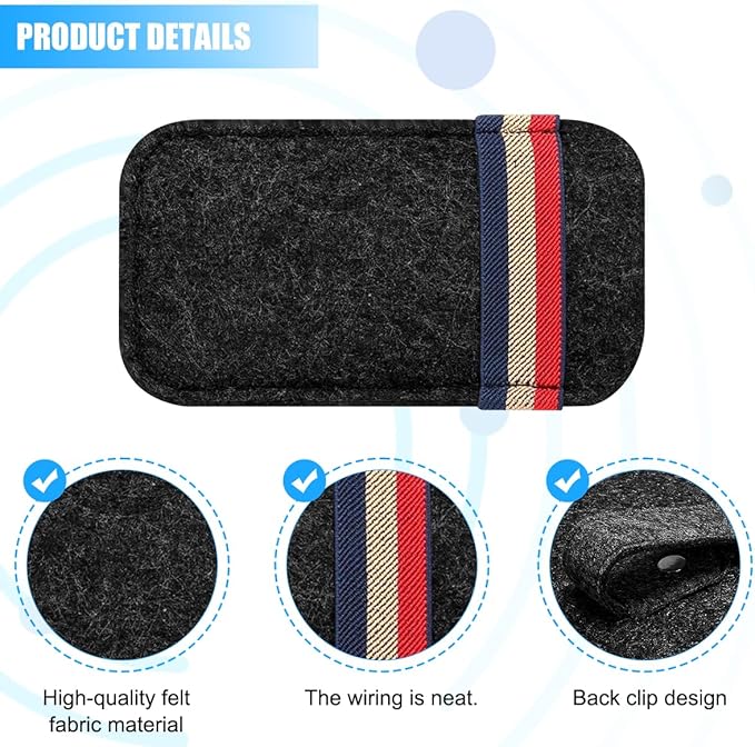 Car Visor Sunglasses Bag, Soft Felt Vehicle Sun Visor Storage Organizer for Card Pen Invoice, Scratch-Resistant Auto Interior Eyeglasses Holder Bag, Universal for Vehicles (Black)