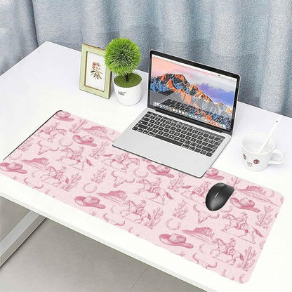 Western Adventure Desk Mat, Cowboy Theme PU Leather Desk Pad - Large Non-Slip Office Mat for a Rustic & Bold Gaming & Home Workspace Bold Statement Gift （31.5 * 15.75in）