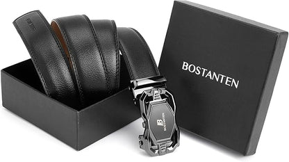 BOSTANTEN Mens Belt Leather Ratchet Belt For Men Dress and Casual with Adjustable Buckle, Trim to Fit