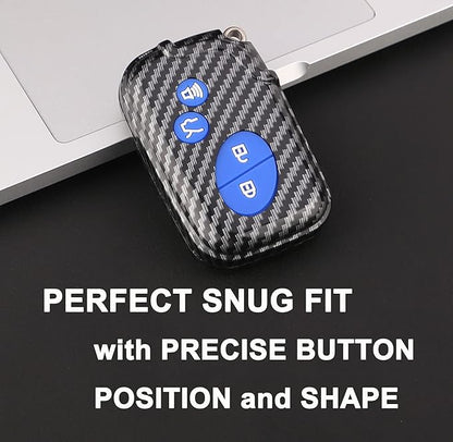 Key Fob Cover Case Fit for 2005-2018 Lexus ES350 GS300 GS350 GS430 GS450h ISC IS250 IS350 LS460 LS600h Keyless Entry Remote Case Holder ABS Carbon Fiber Pattern (Blue)
