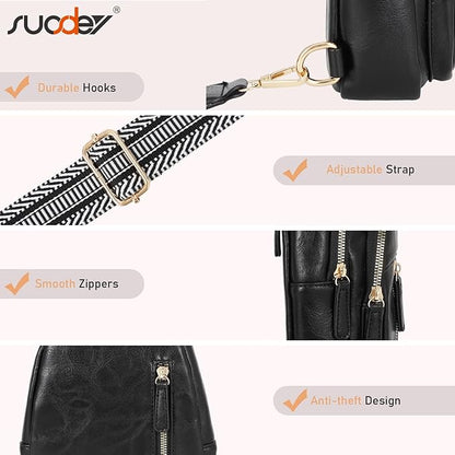 SUOSDEY Sling Bags for Women - Crossbody Leather Sling Backpack Chest Shoulder Bags for Casual Traveling Hiking Cycling