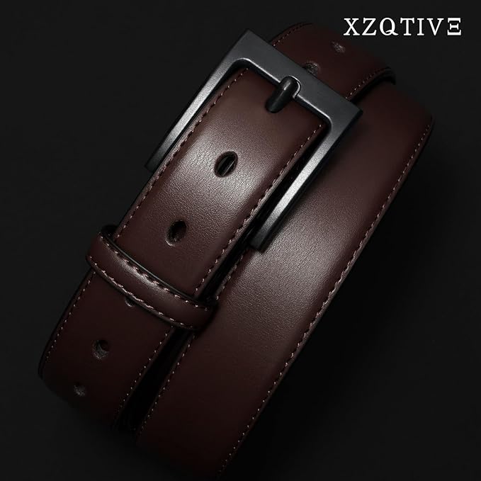 XZQTIVE TSA Belt For Men Metal Free Dress Belts Hypoallergenic Leather Belt With Black Buckle Nickle Free