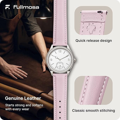 Fullmosa Watch Band, Quick Release Leather Watch Strap for Men Women, Replacement Bands Width 12mm 14mm 16mm 18mm 19mm 20mm 21mm 22mm 24mm