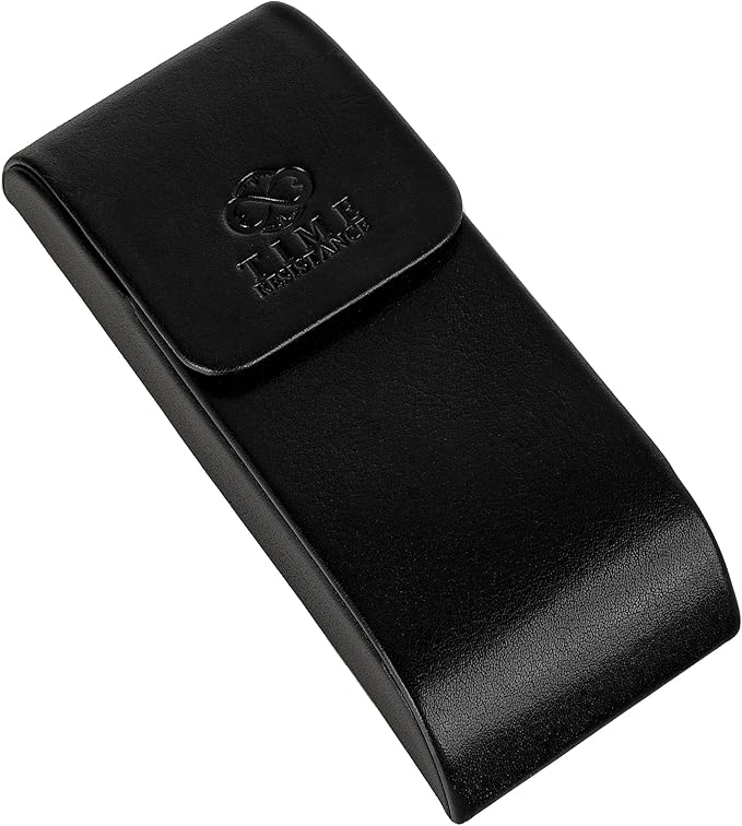 Time Resistance Leather Glasses Case - Hard Shell Leather Glasses Case - Made in Italy