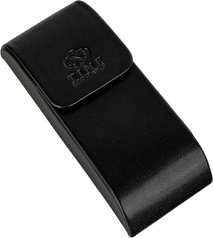 Time Resistance Leather Glasses Case - Hard Shell Leather Glasses Case - Made in Italy