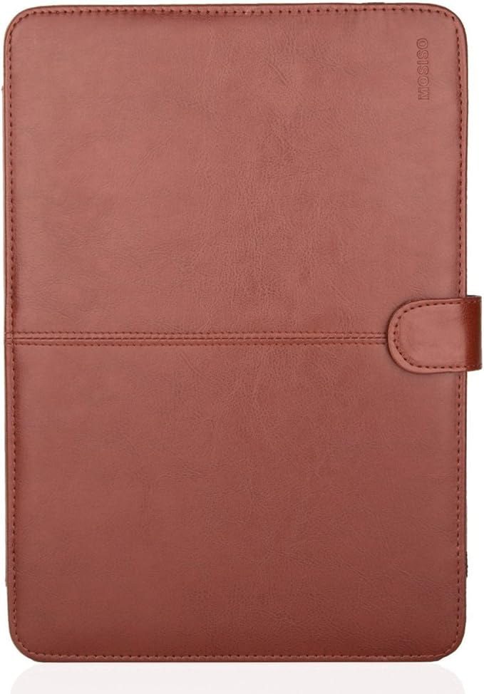 MOSISO Case Compatible with MacBook Air 13.6 inch M4 M3 M2 2025-2022 /Air 13 M1 2022-2018 /Pro 13 inch M2 M1 2025-2016, PU Leather Portfolio Protective Stand Cover, Brown