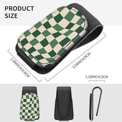 Sunglasses Holder for Car Visor, PU Leather Glasses Clip Organizer, Cute Magnetic Eyeglass Holder for Vehicle Sun Visor, Car Interior Accessory for Women & Men Green Wavy Checker