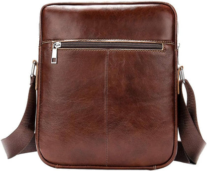 Hebetag Small Leather Sling Shoulder Bag Messenger Pack for Men Women Outdoor Travel Business