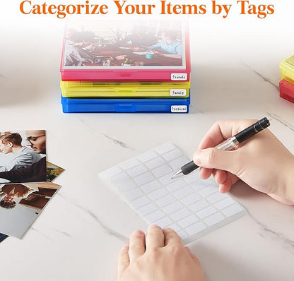 Lifewit 4x6 Photo Storage Box, 20 pcs Inner Photo Case with Lids, Multicolor Photo Organizers with 1 Sheet Label Sticker, Plastic Craft Storage Box for Seeds Sticker Cards Pictures Office Supplies