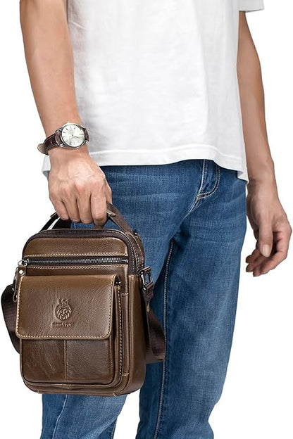 Small Leather Messenger Bag for Men, Man Bag Crossbody, Men's Shoulder Bags Leather Man Purse Handbag