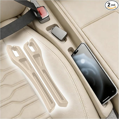 Junecarp 2PCS 2-in-1 Car Seat Gap Filler Organizer with Storage Slots,No Drop Car Gap Seat Filler for Storing Items,Universal in Between Cars Seats Catcher Cars Interior Accessories (Beige)